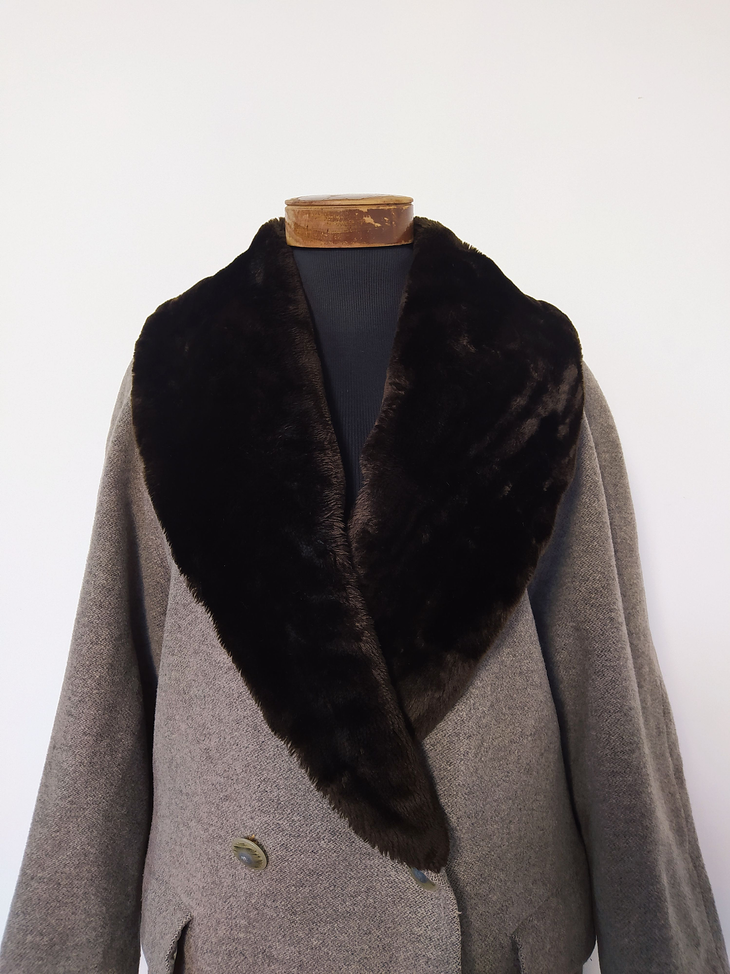 Abrigo largo mujer lana virgen con piel GIL BRET Café Talla LXL - MM55 6