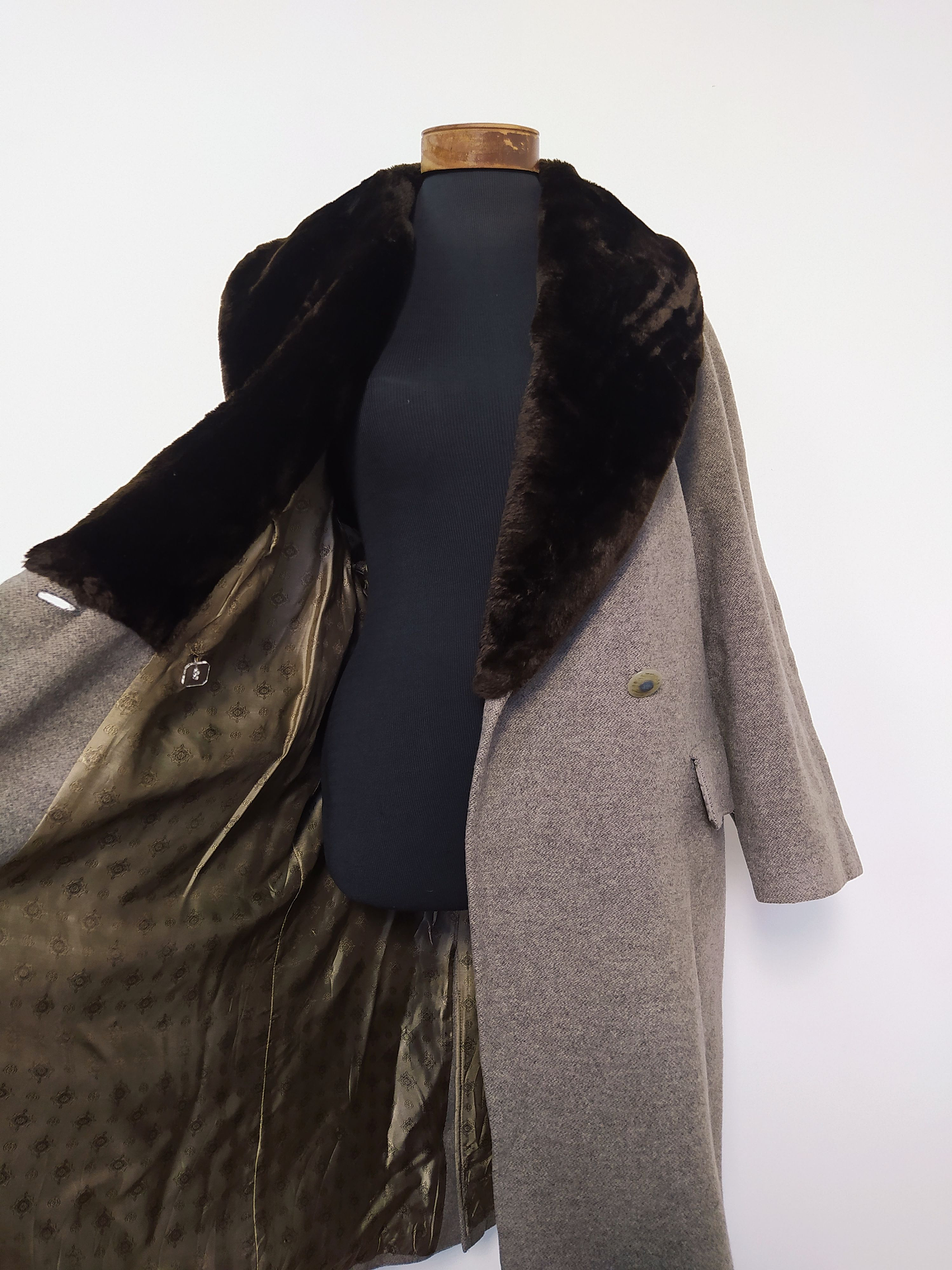 Abrigo largo mujer lana virgen con piel GIL BRET Café Talla LXL - MM55 7