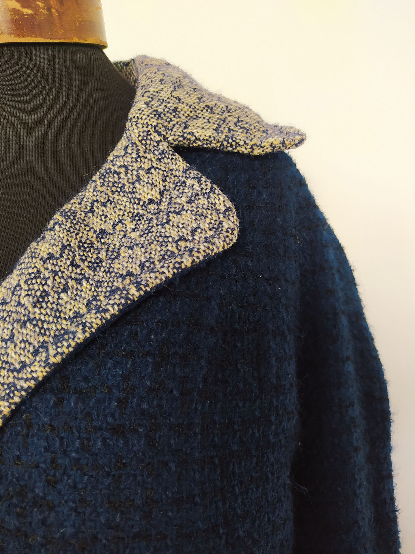 Abrigo mujer lana TEJIDO TALLA XL grueso Azul - MM66 3