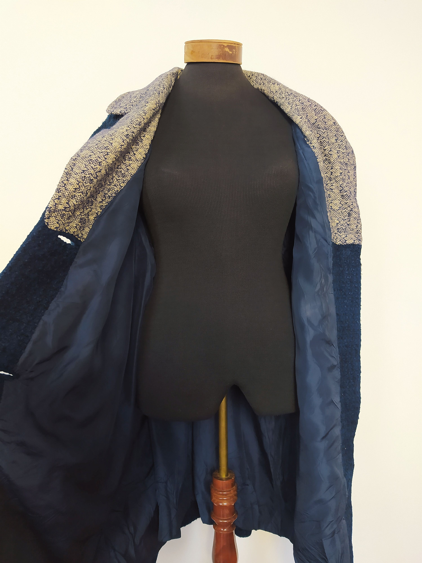 Abrigo mujer lana TEJIDO TALLA XL grueso Azul - MM66 2