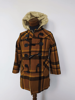 Abrigo Montgomery niño Café Cuadros Talla XS - Código C143