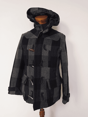 Abrigo Montgomery lana hombre ABX Plomo y Negro Talla XS - Código C156