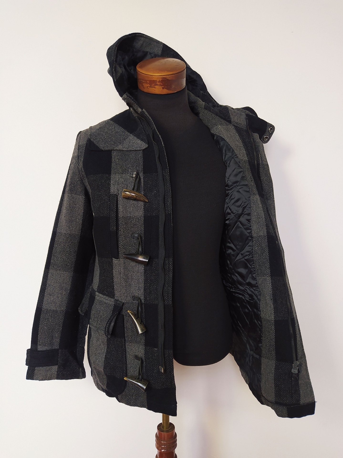 Abrigo Montgomery lana hombre ABX Plomo y Negro Talla XS - Código C156 4