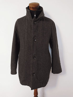 Abrigo Tweed Daniel Hechter Café L – Cuello Alto, Lana, Estilo Urbano Elegante 