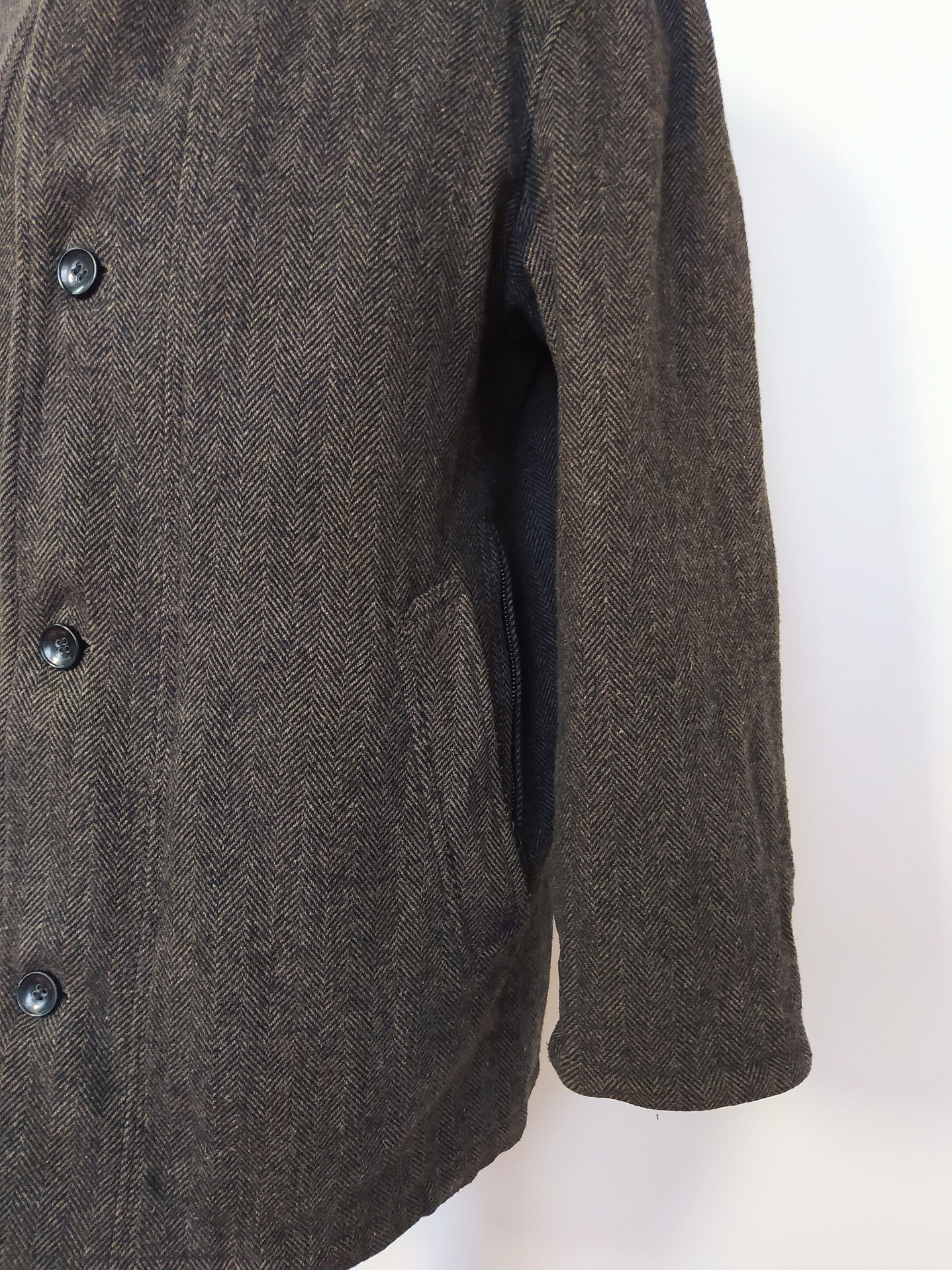 Abrigo Tweed Daniel Hechter Café L – Cuello Alto, Lana, Estilo Urbano Elegante  4