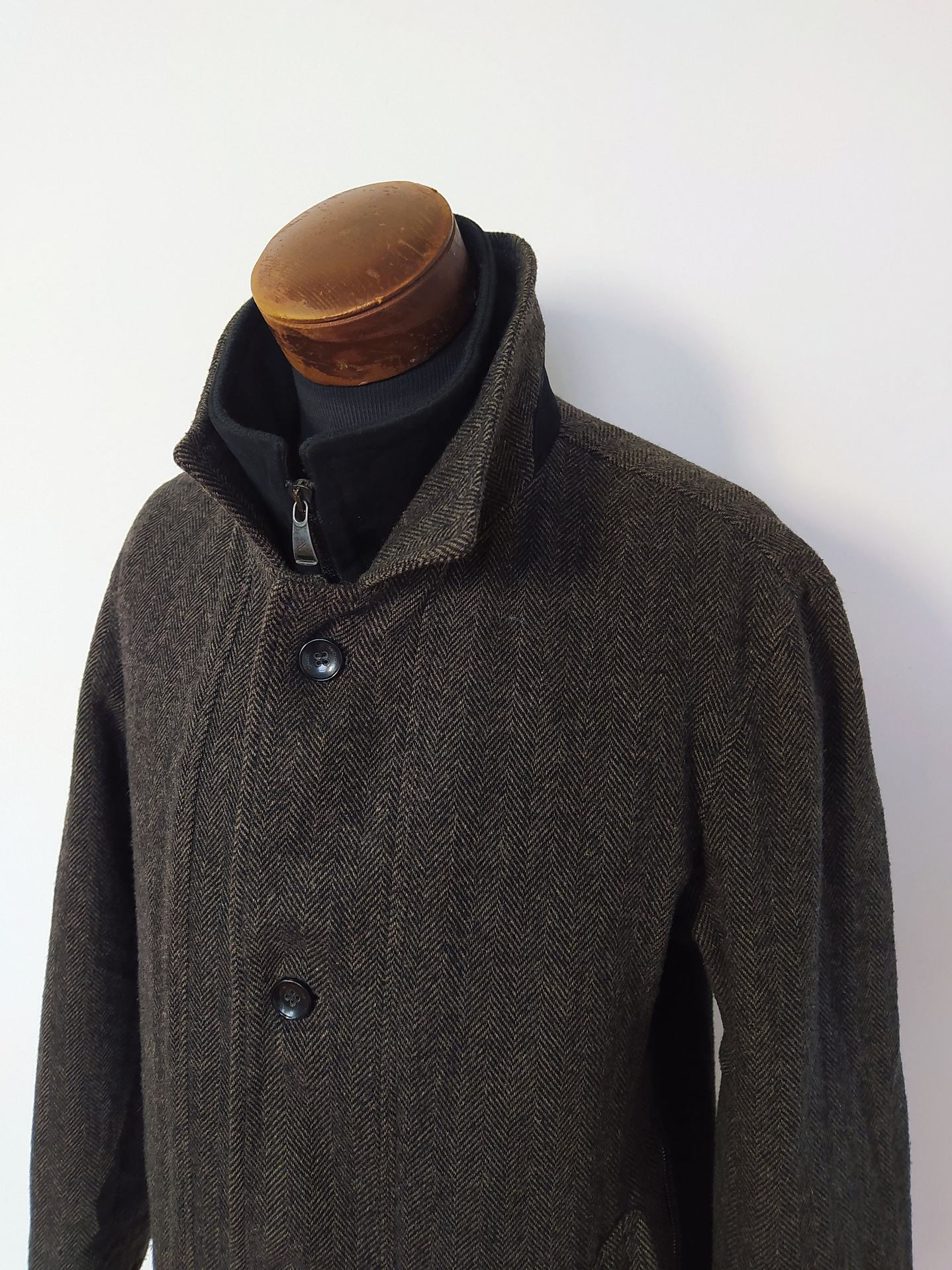 Abrigo Tweed Daniel Hechter Café L – Cuello Alto, Lana, Estilo Urbano Elegante  6