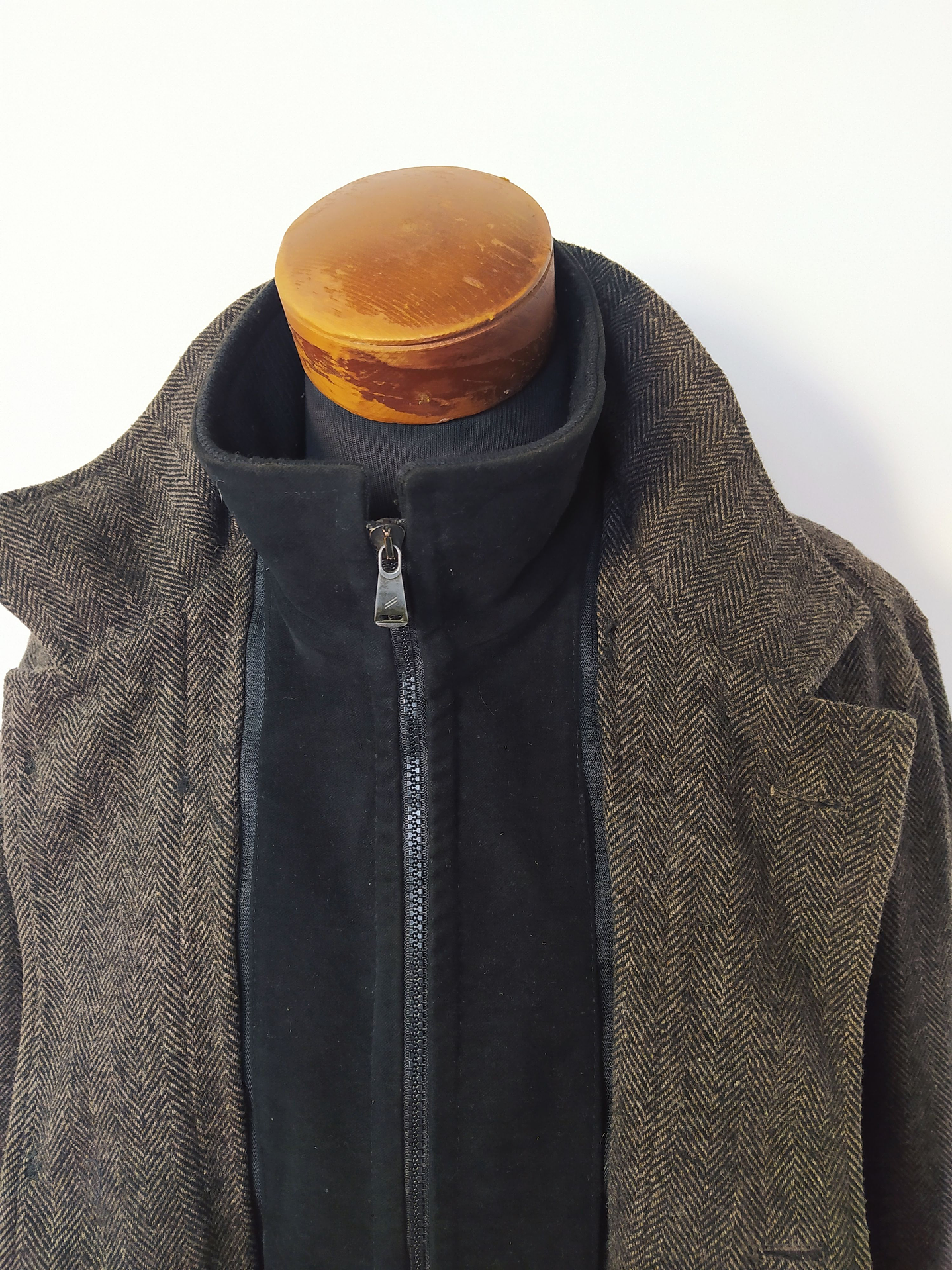 Abrigo Tweed Daniel Hechter Café L – Cuello Alto, Lana, Estilo Urbano Elegante  7