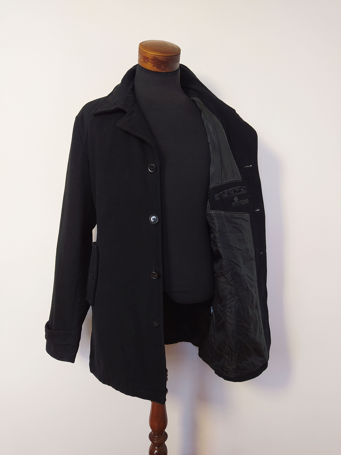 Abrigo lana hombre Negro Talla L - Código C180 1