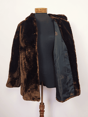 Abrigo piel auténtica mujer lujo TALLA M BBJ Caoba - MM121