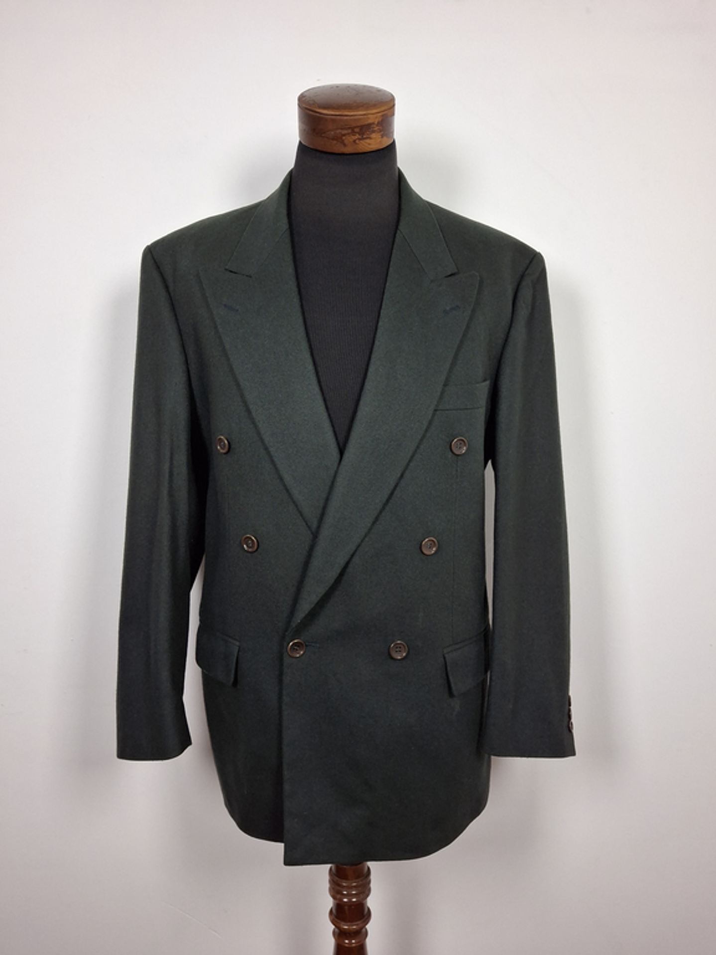 Blazer Marks & Spencer doble abotonadura lana cashmere TALLA XL Verde 1