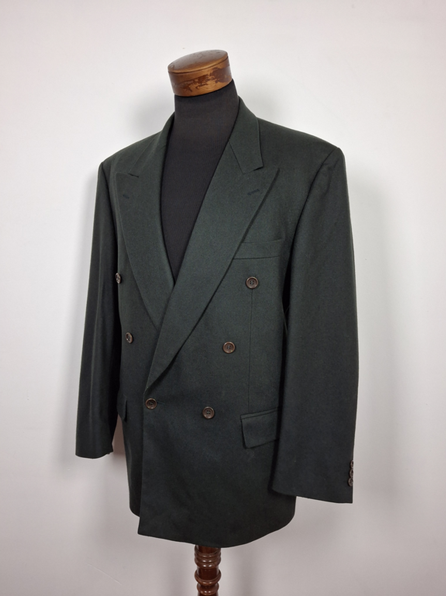 Blazer Marks & Spencer doble abotonadura lana cashmere TALLA XL Verde 2