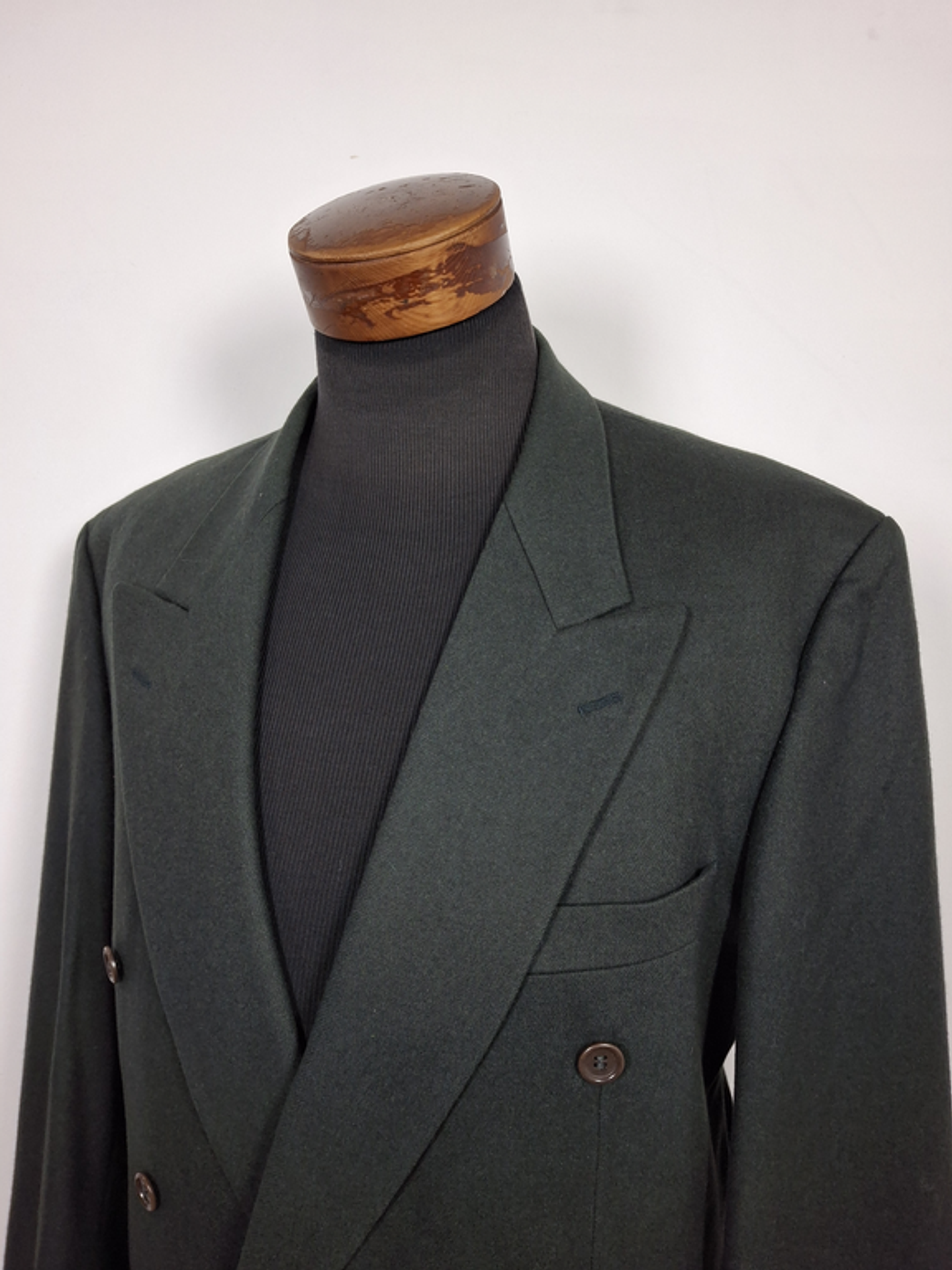 Blazer Marks & Spencer doble abotonadura lana cashmere TALLA XL Verde 3