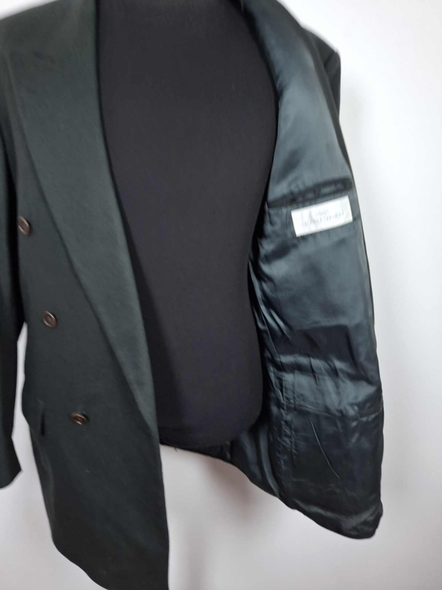 Blazer Marks & Spencer doble abotonadura lana cashmere TALLA XL Verde 4