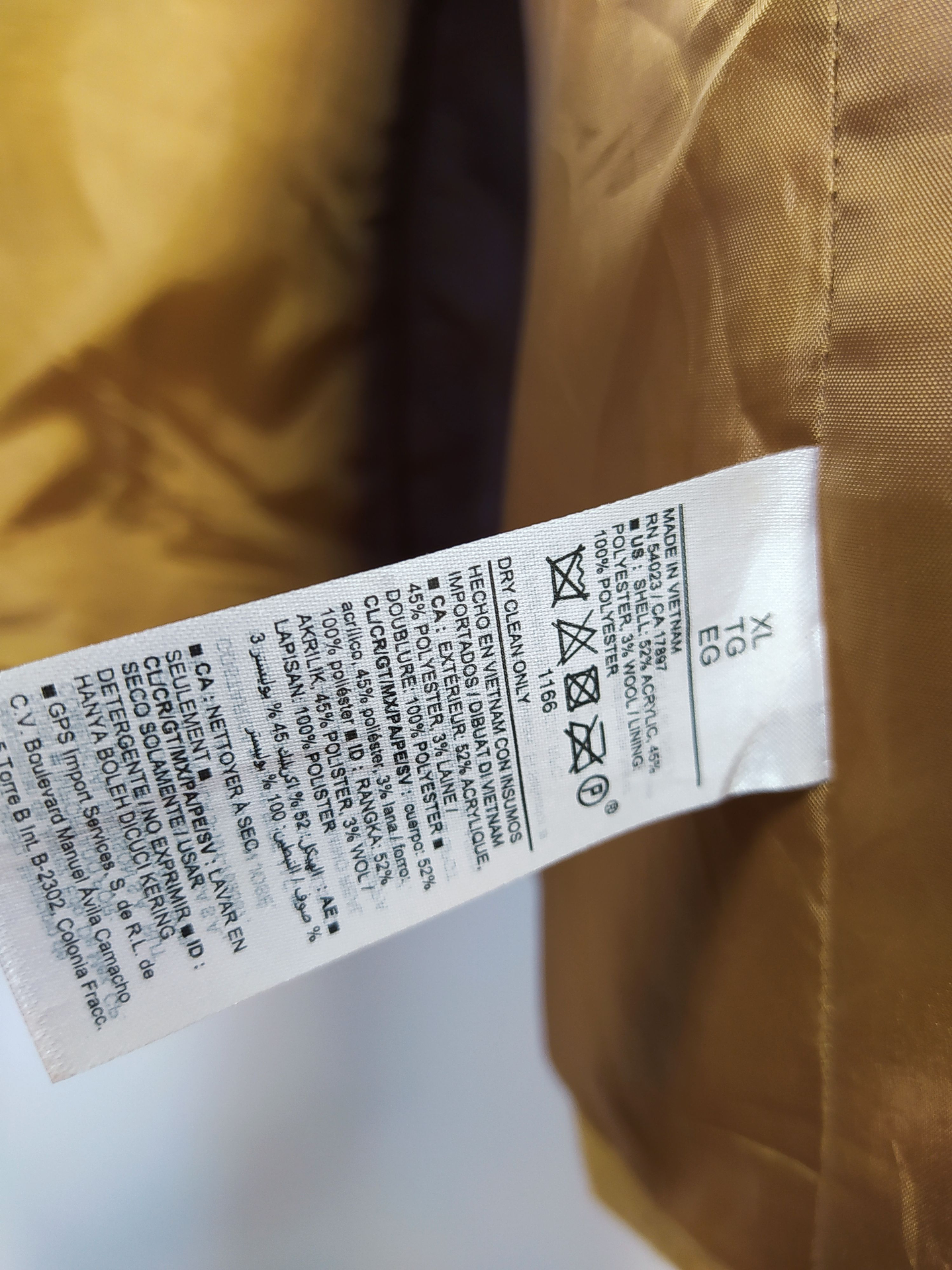 Abrigo camel paño hombre Talla 3XL - OLD NAVY CAMEL - C305 5