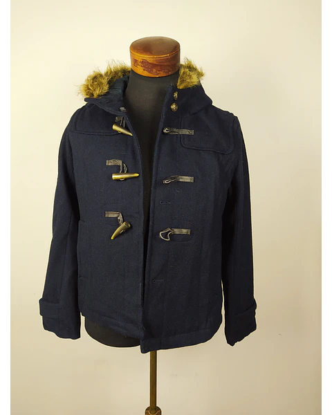 Abrigo montgomery lana chaqueta mujer azul Japonesa TALLA M