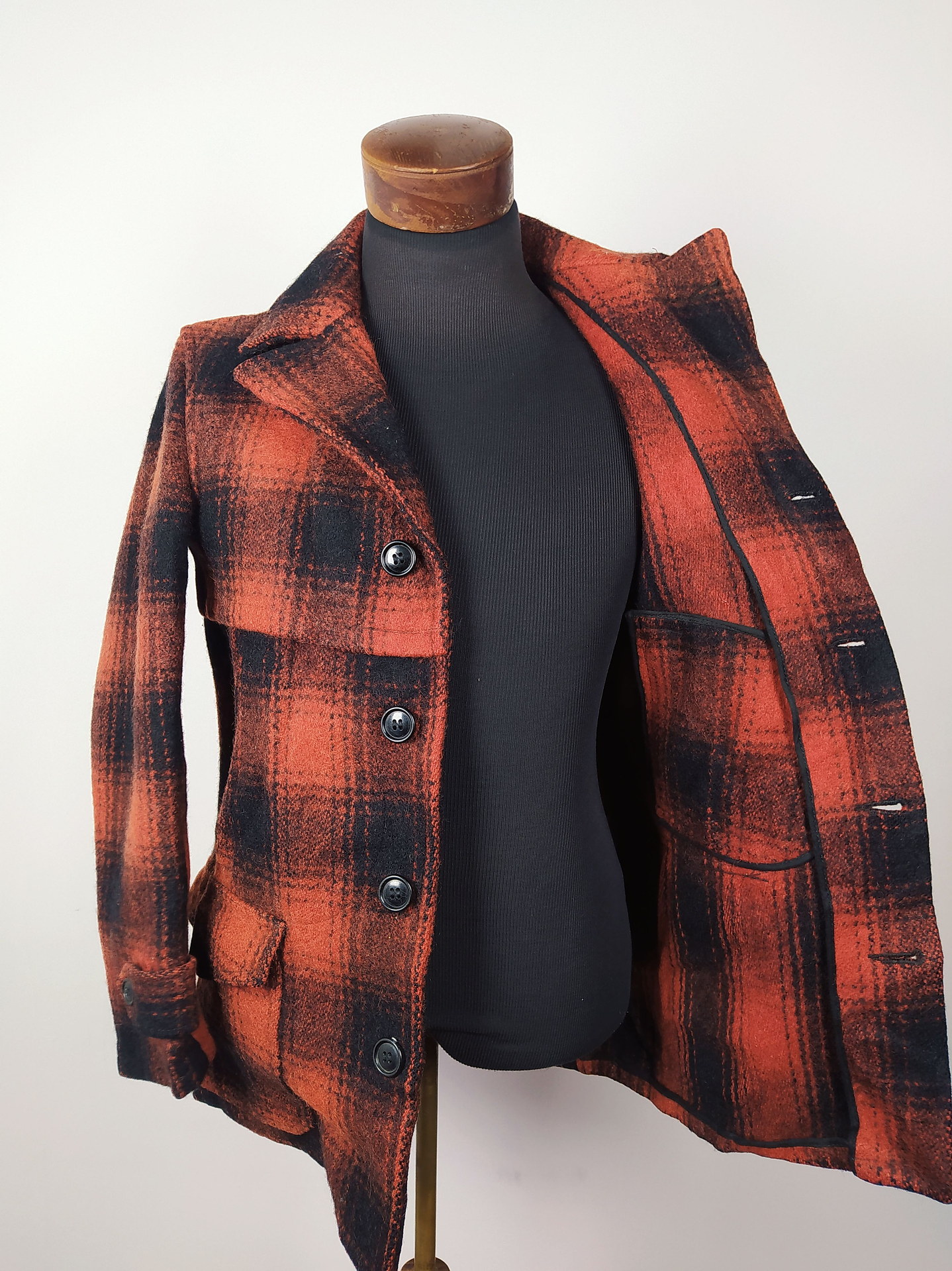 ABRIGO CHAQUETON Lana vintage Talla S MACKINAW JACKET ROJO 4