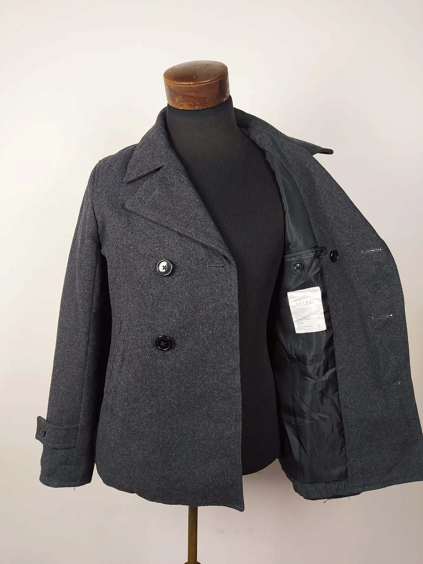 Abrigo marinero lana hombre Talla S BROWNY COAT PLOMO - GG33 4