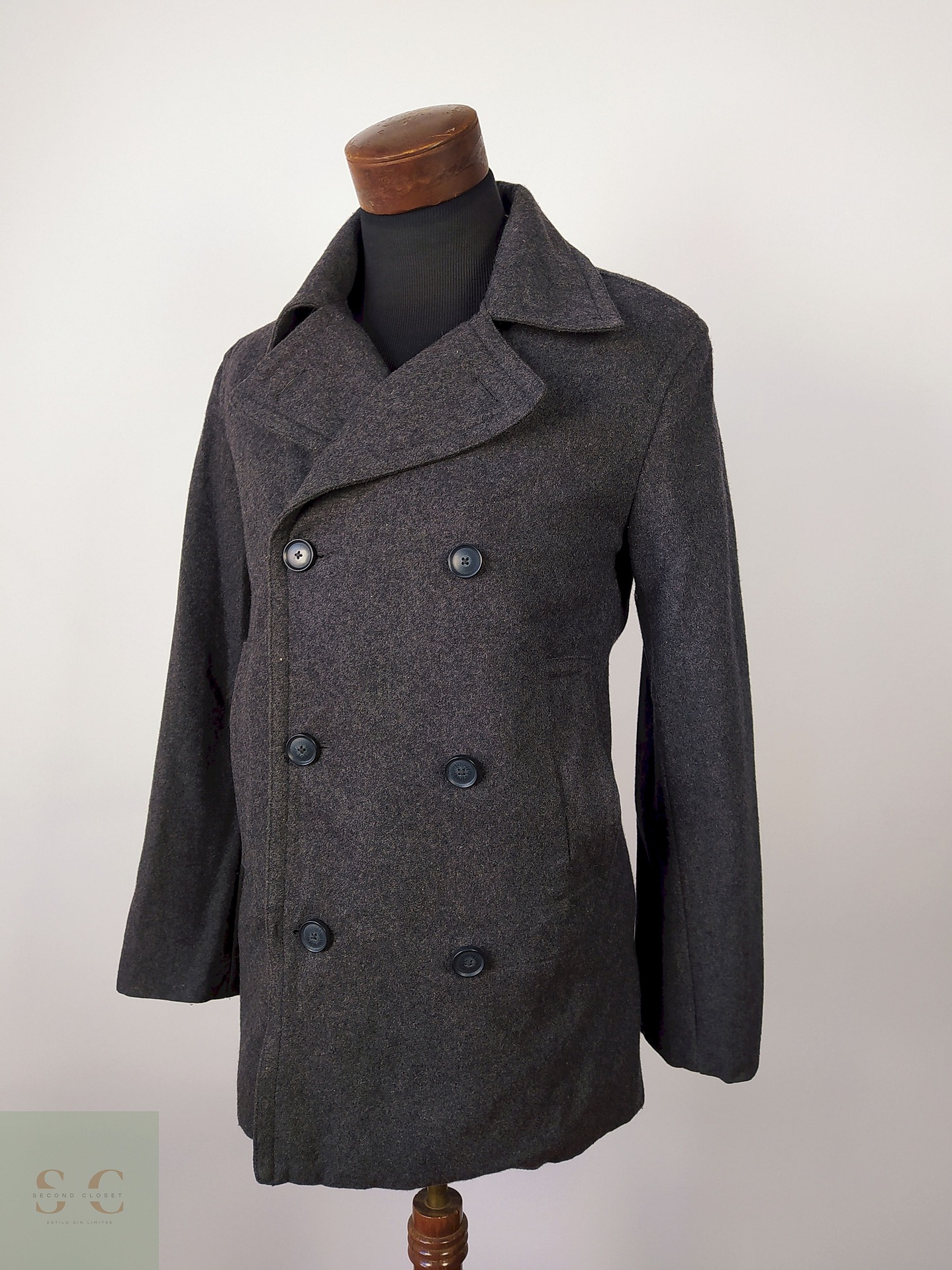 Abrigo marinero lana hombre MERONA TALLA SM PLOMO - AP26 1