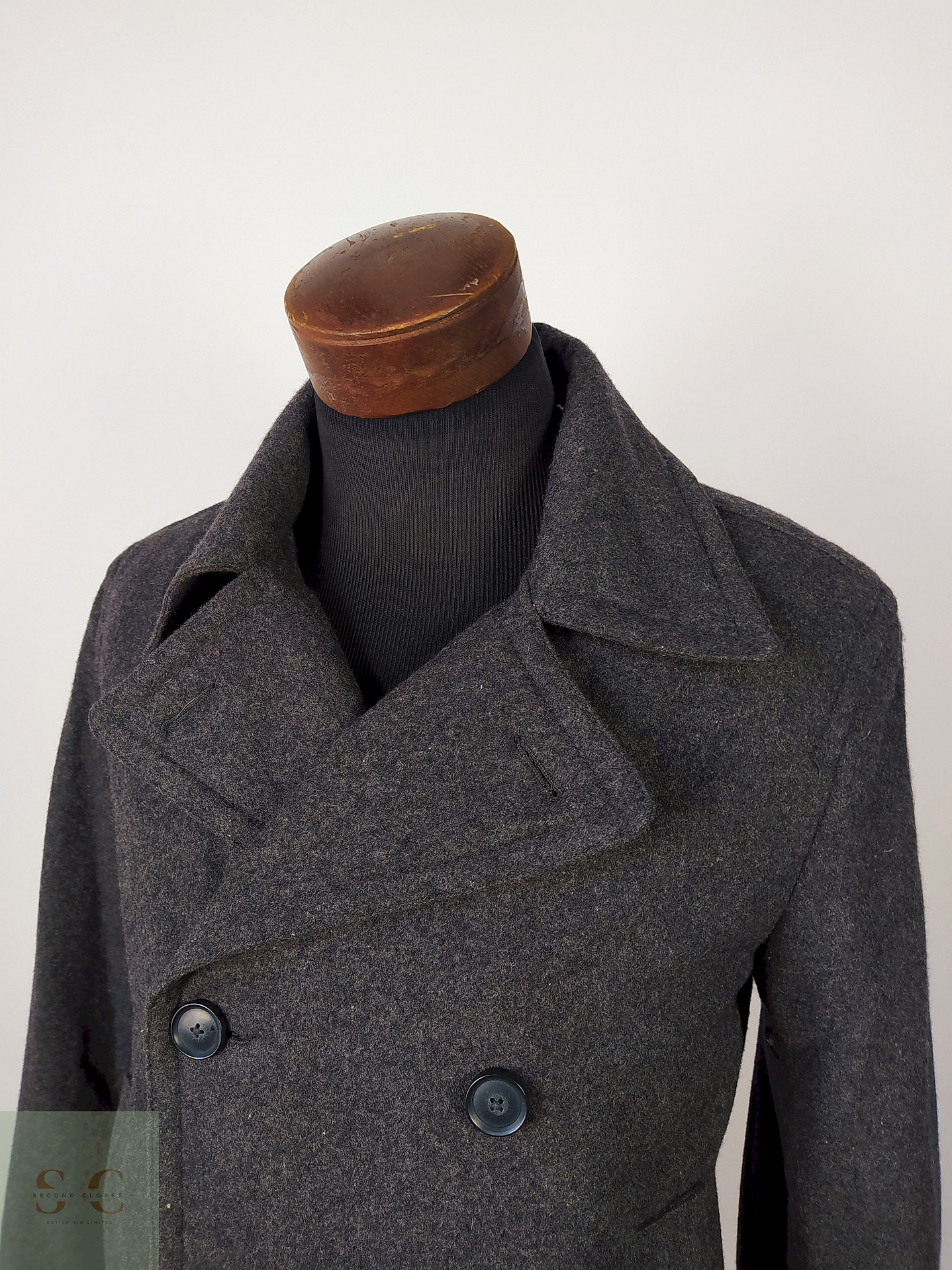 Abrigo marinero lana hombre MERONA TALLA SM PLOMO - AP26 2