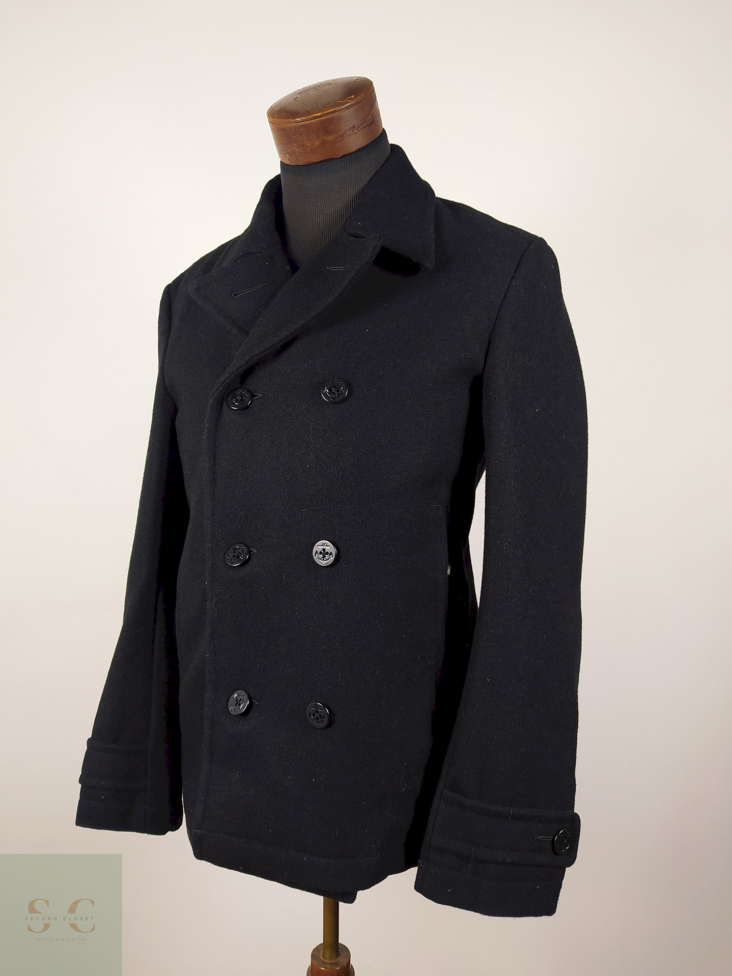 Abrigo marinero lana hombre TALLA M MONOTYPE NEGRO - AP87 3