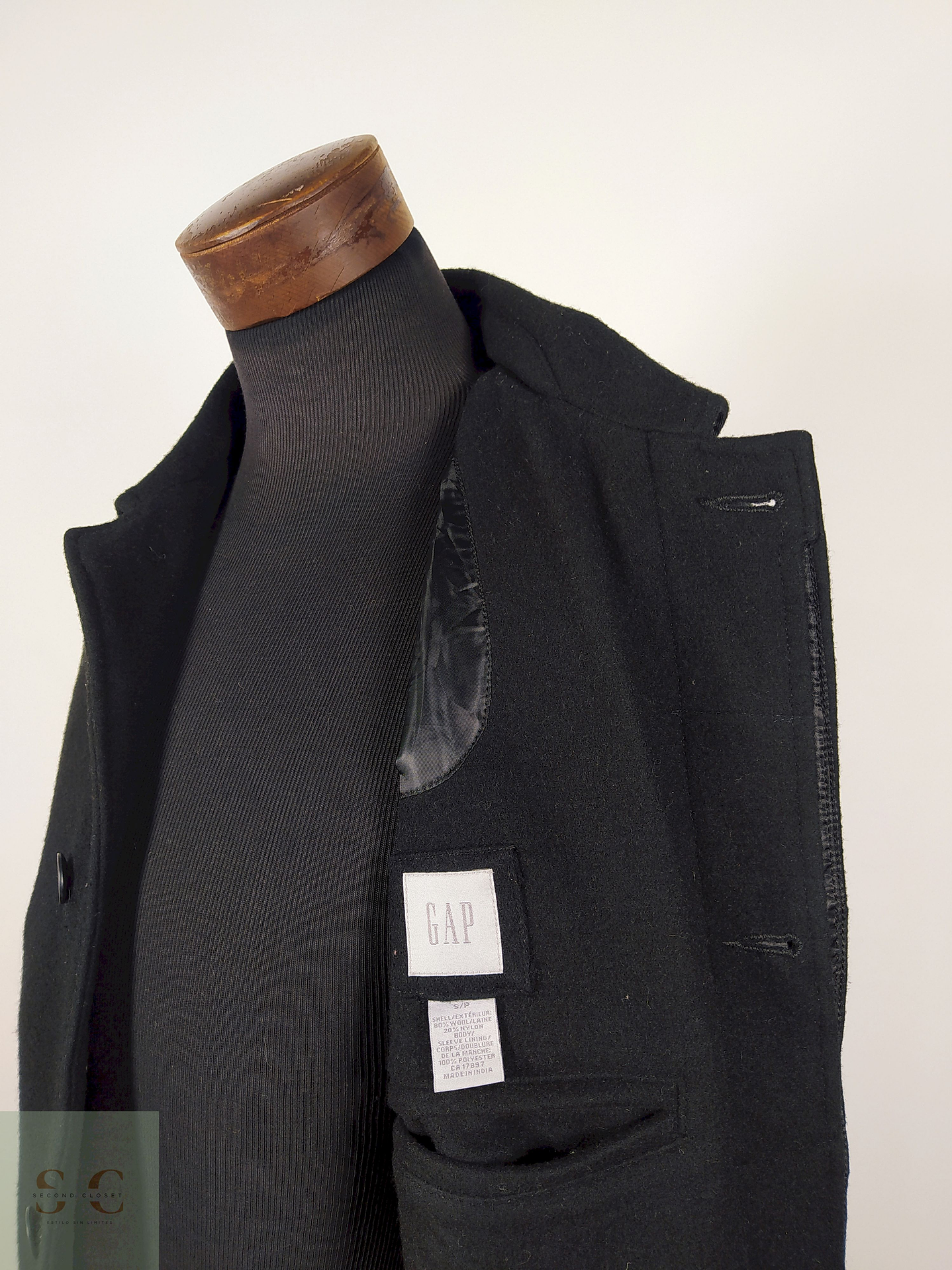 Abrigo lana hombre TALLA M GAP NEGRO - AP83 4