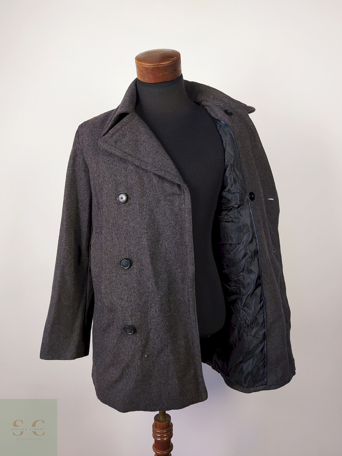 Abrigo marinero lana hombre MERONA TALLA SM PLOMO - AP26 3