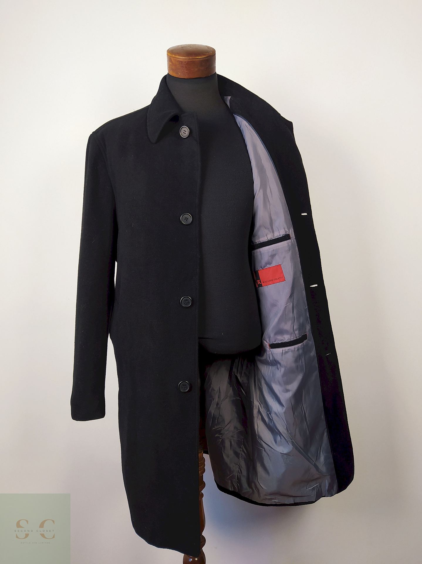 Abrigo largo lana virgen cashmere hombre TALLA XL / STUDIO COLETTI NEGRO - AP25 3