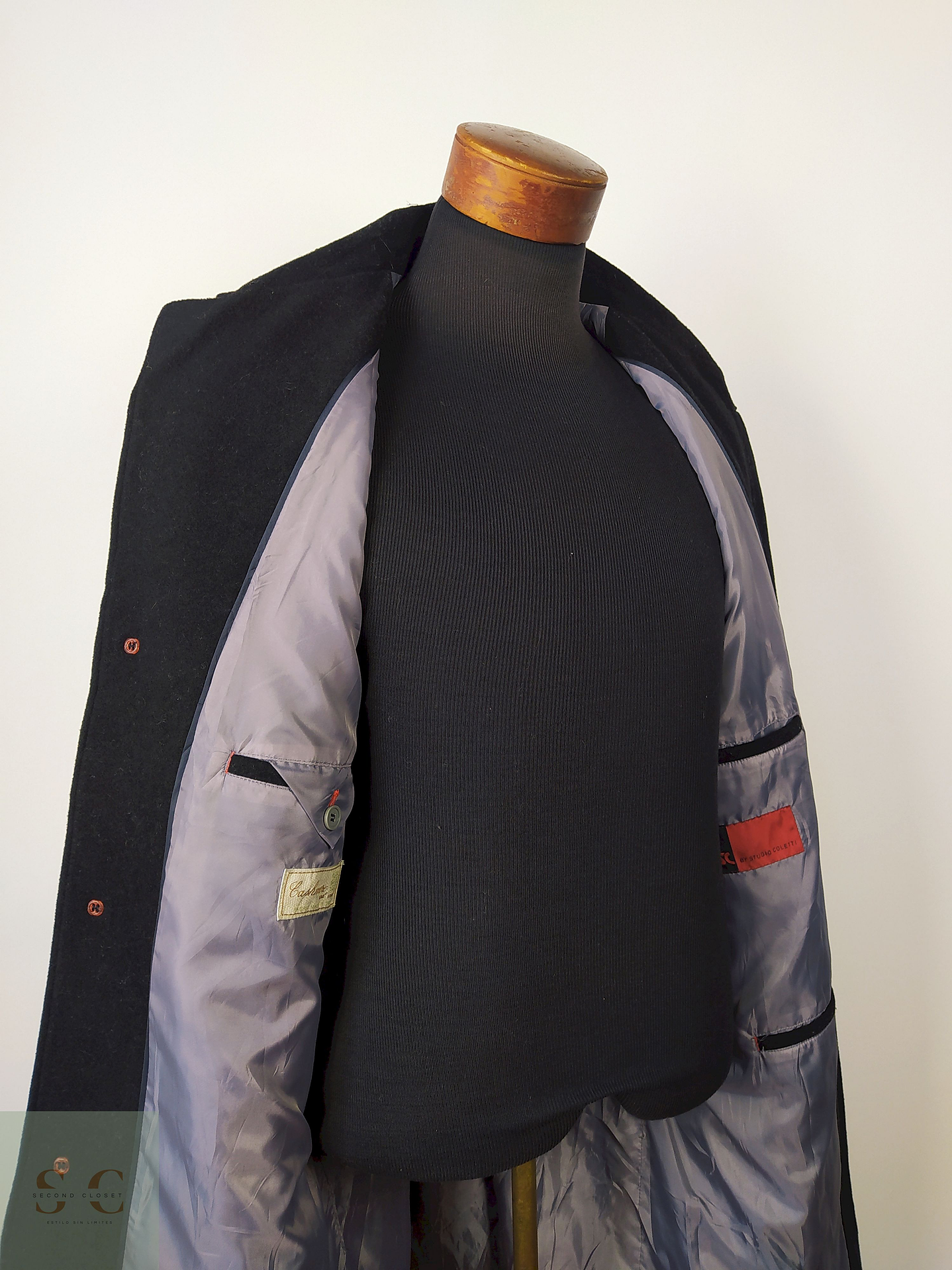 Abrigo largo lana virgen cashmere hombre TALLA XL / STUDIO COLETTI NEGRO - AP25 4