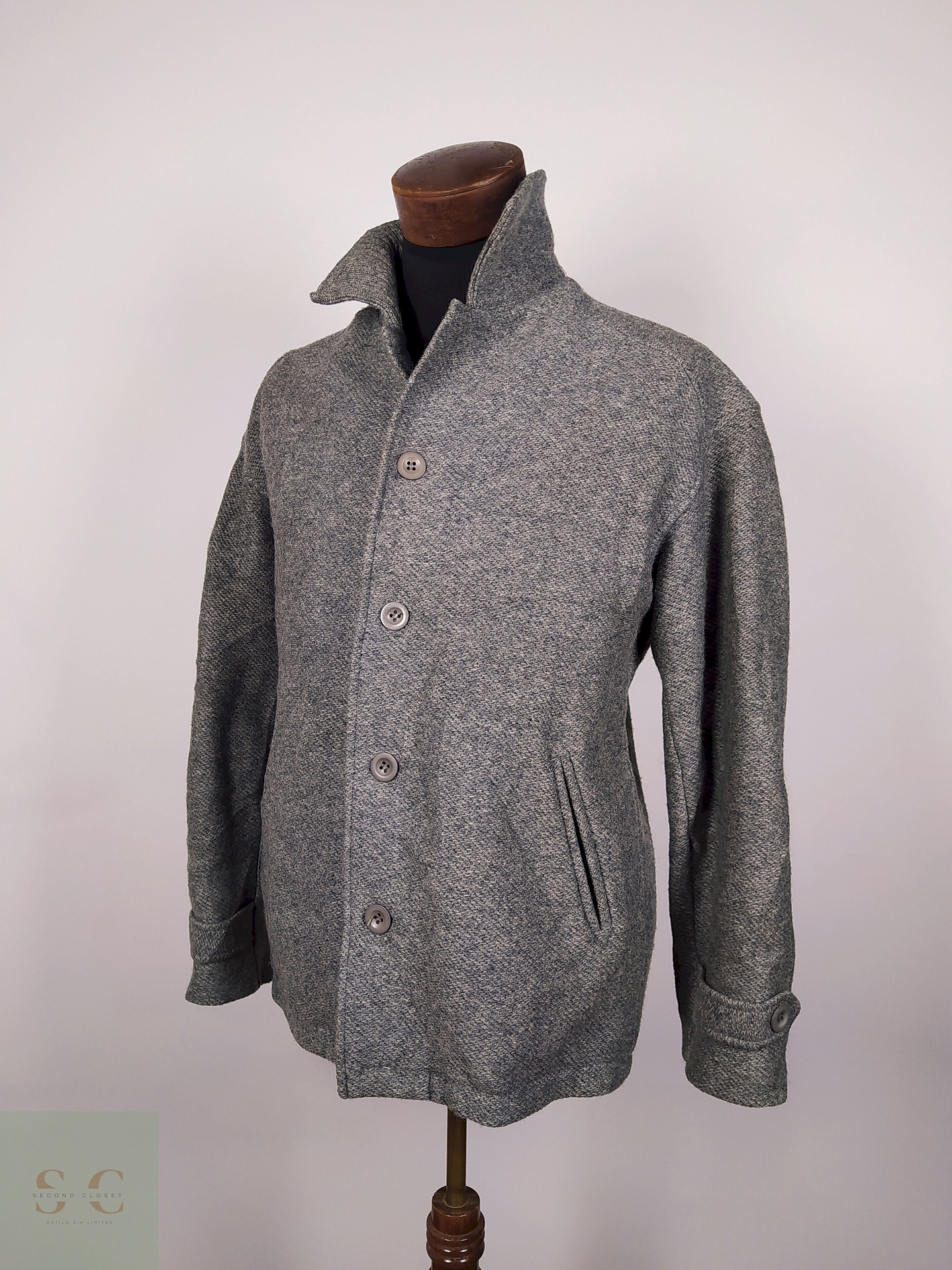 Abrigo pura lana virgen chaqueta hombre TALLA ML ROYAL FLUSH PLOMO - AP57 1