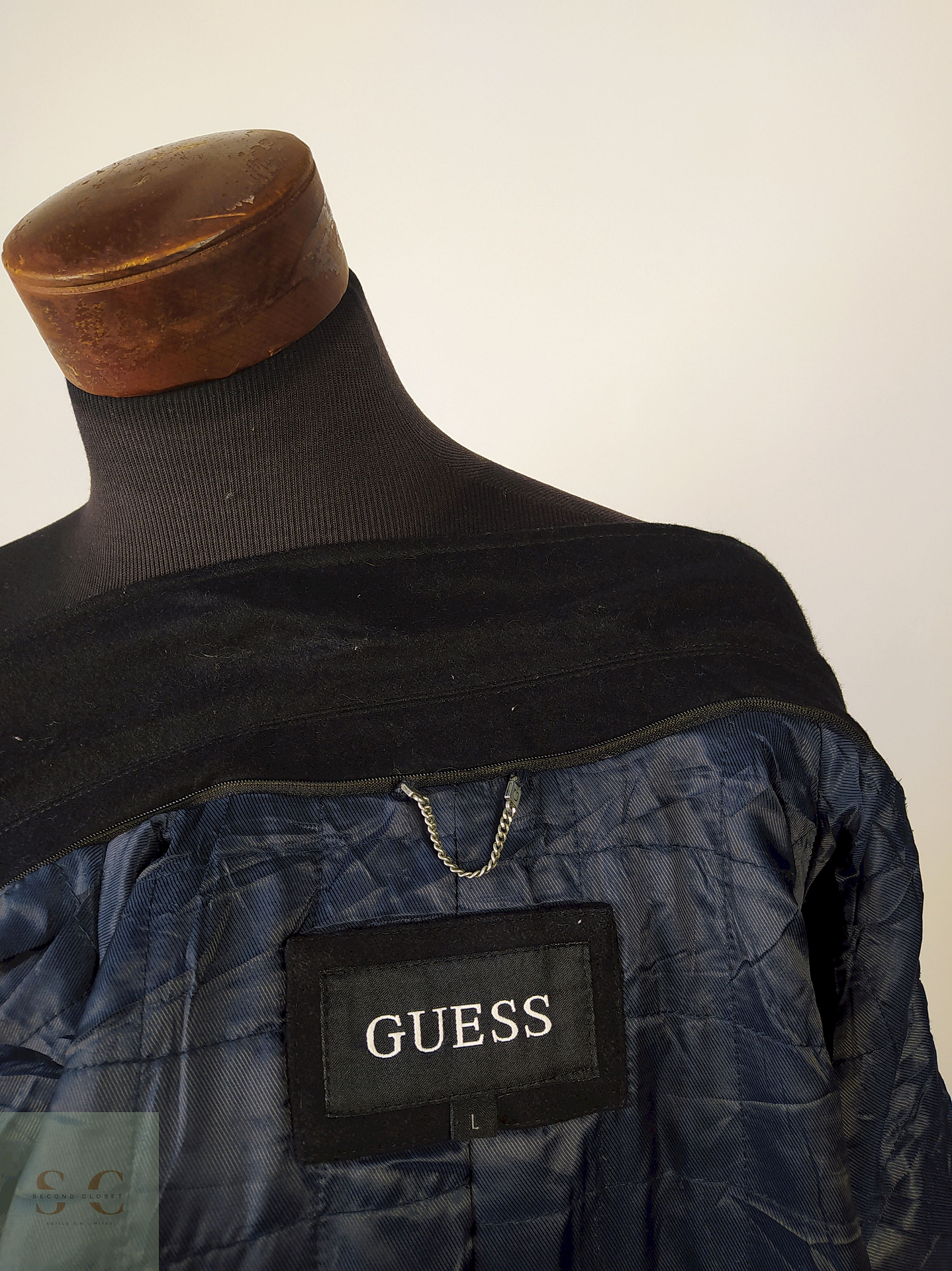 Abrigo lana GUESS hombre TALLA L Chaqueta negro - AP29 4