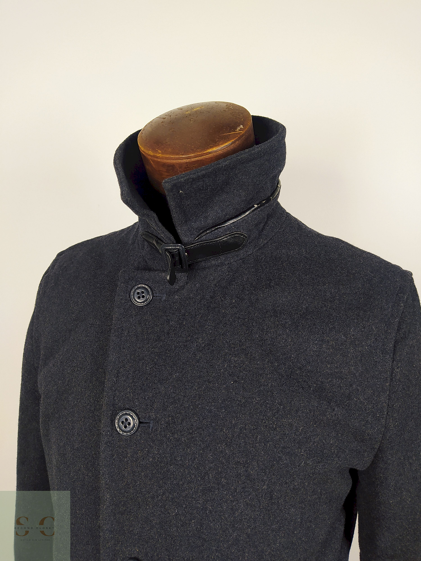 Abrigo lana seda hombre con cinturon TALLA SM PL ABAHOUSE PLOMO - AP58 2