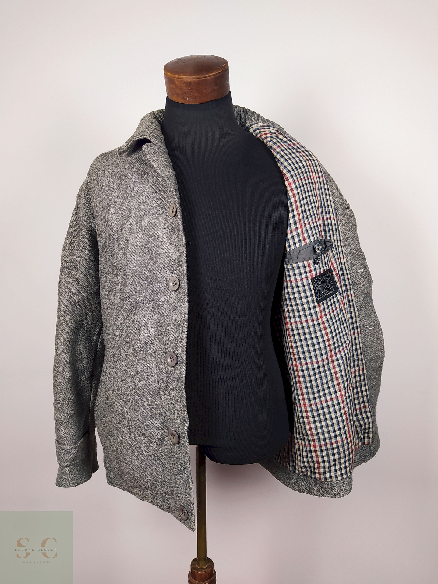 Abrigo pura lana virgen chaqueta hombre TALLA ML ROYAL FLUSH PLOMO - AP57 3