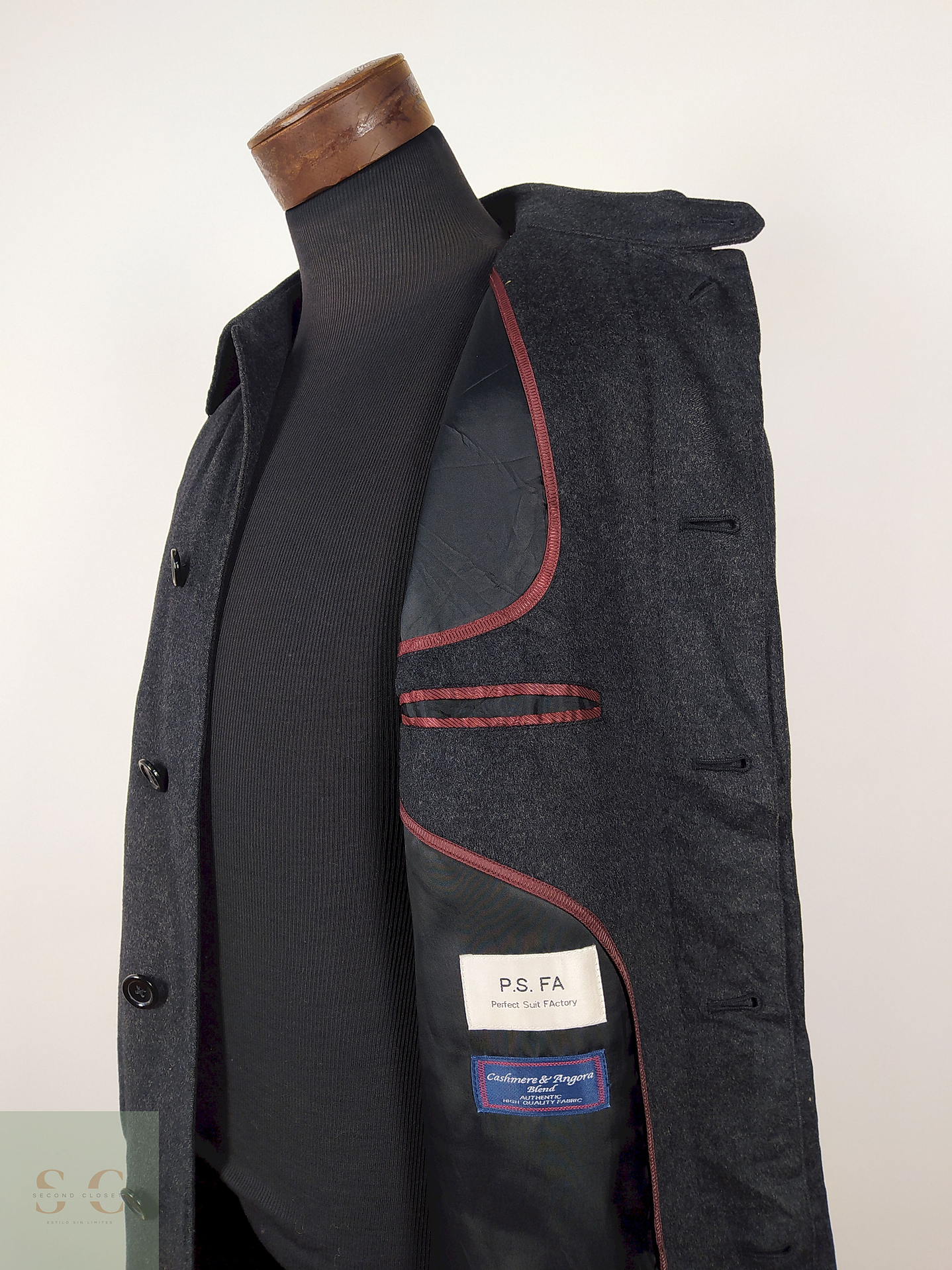 Abrigo lana y cashmere hombre TALLA ML PERFECT SUIT FACTORY PLOMO - AP69-GG 3