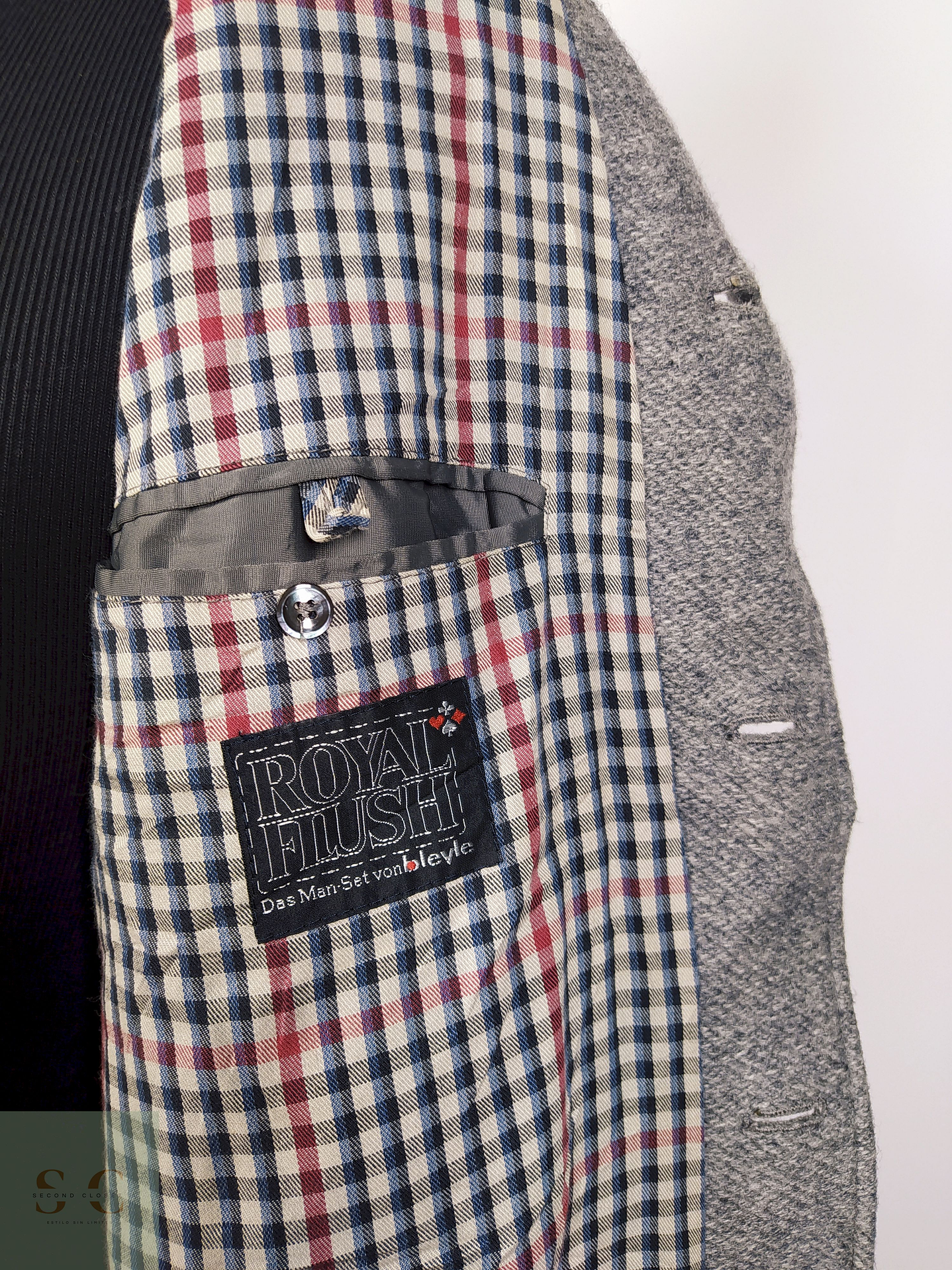 Abrigo pura lana virgen chaqueta hombre TALLA ML ROYAL FLUSH PLOMO - AP57 4