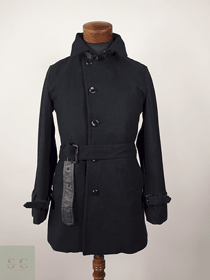 Abrigo lana hombre con cinturón lujo TALLA SM ABAHOUSE NEGRO - AP32