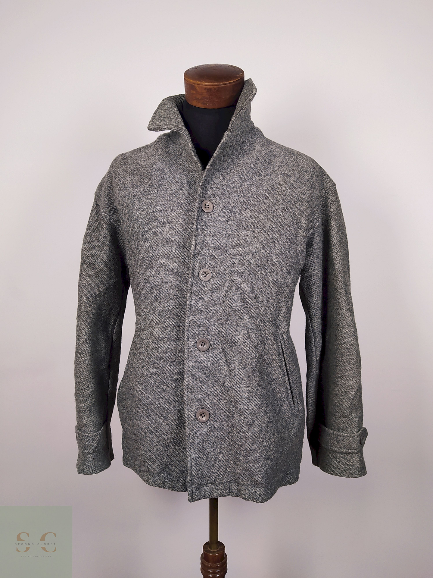 Abrigo pura lana virgen chaqueta hombre TALLA ML ROYAL FLUSH PLOMO - AP57 5