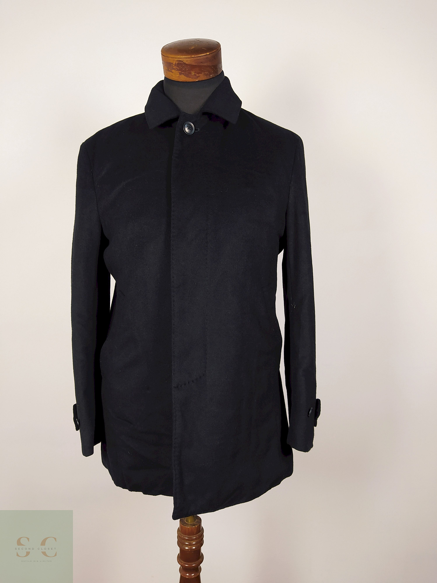 Abrigo elegante hombre lana y cashmere NEGRO Talla M RESTRICT - AP108 3