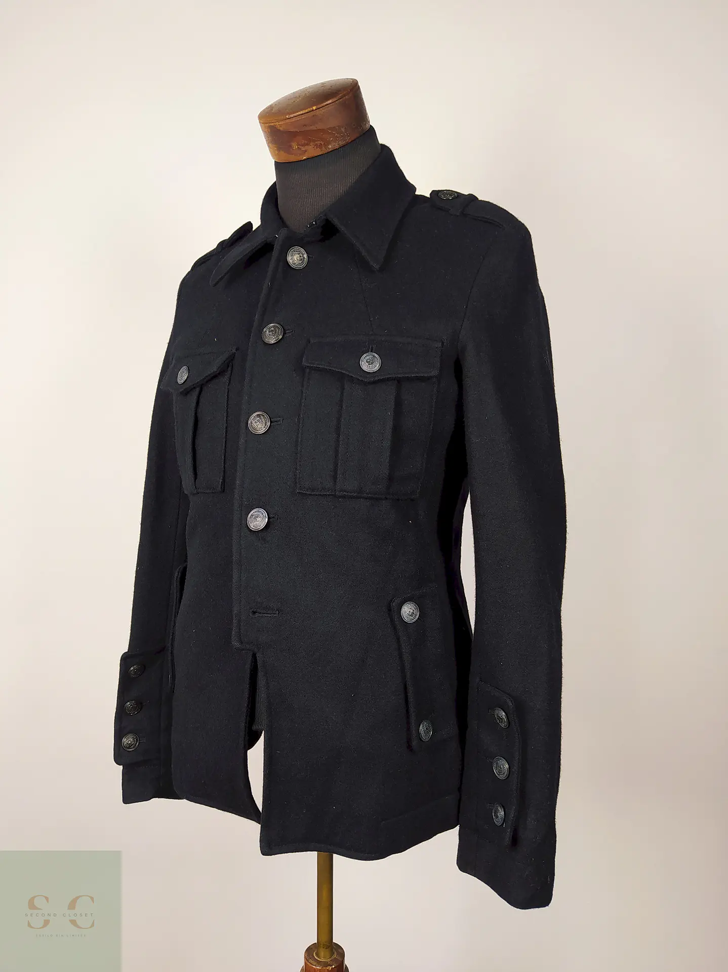 Chaqueta lana militar hombre premium Negra Talla SM Semantic Design - AP214 1