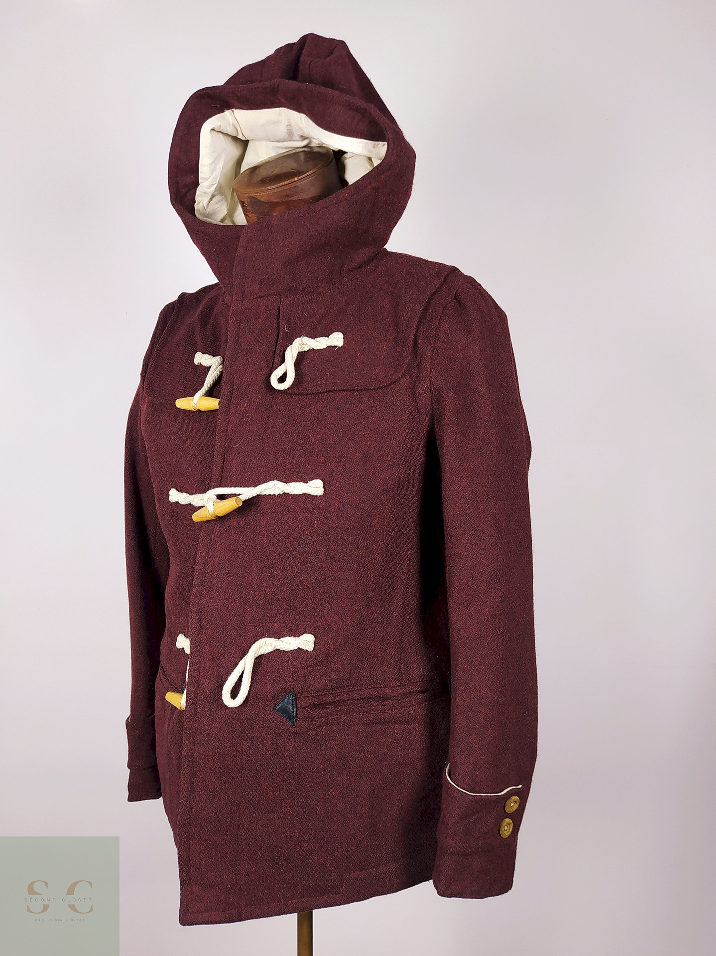 Abrigo Montgomery lana hombre BURDEOS Talla XS TK JAPAN - AP117 1