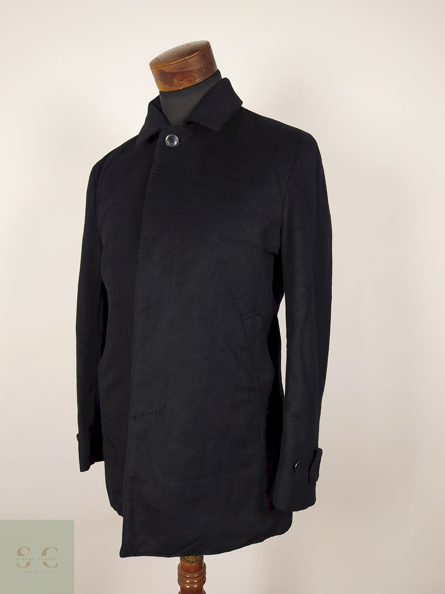 Abrigo elegante hombre lana y cashmere NEGRO Talla M RESTRICT - AP108 2