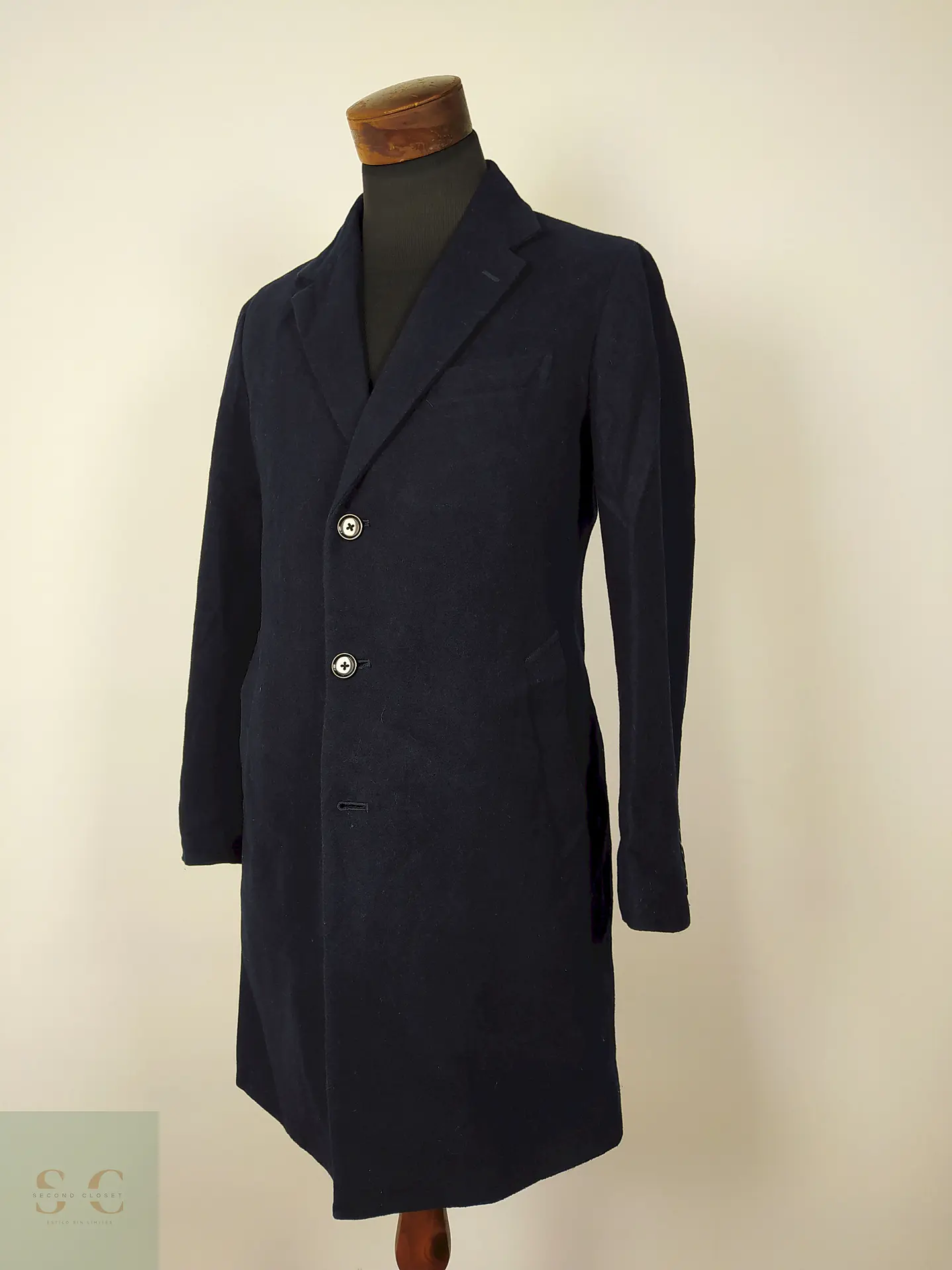 Abrigo Japones lana hombre semi formal Azul Talla SM GU - AP216 2