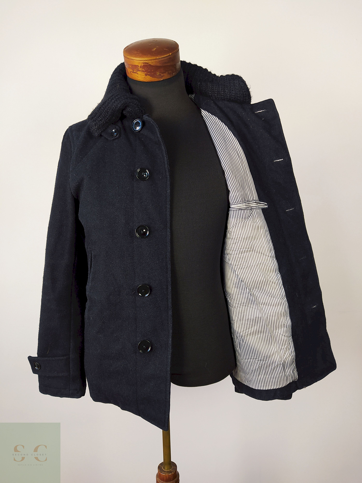 Abrigo lana hombre premiums Azul Talla S Global Work - AP154 3