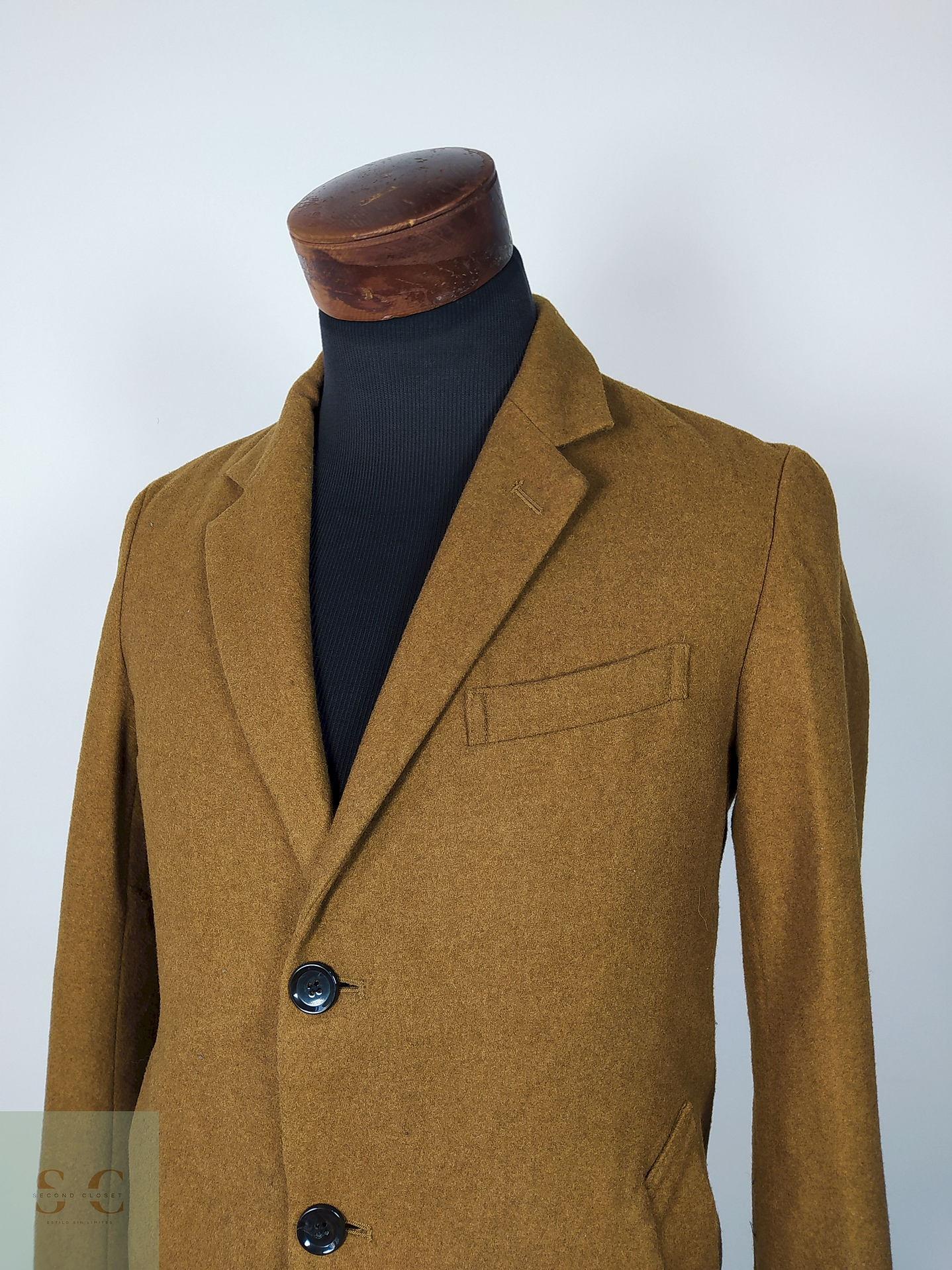 Abrigo lana hombre semi formal Camel Talla S GU - AP215 2