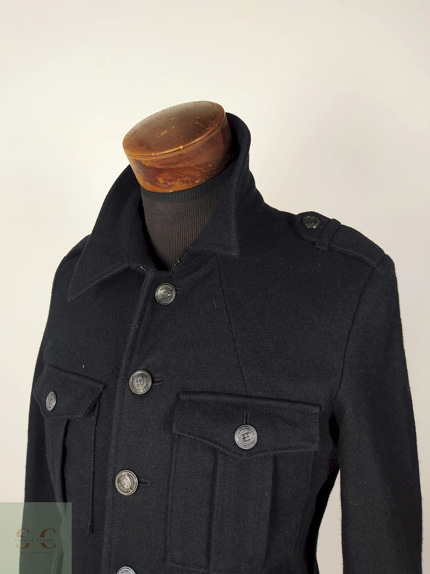 Chaqueta lana militar hombre premium Negra Talla SM Semantic Design - AP214 2