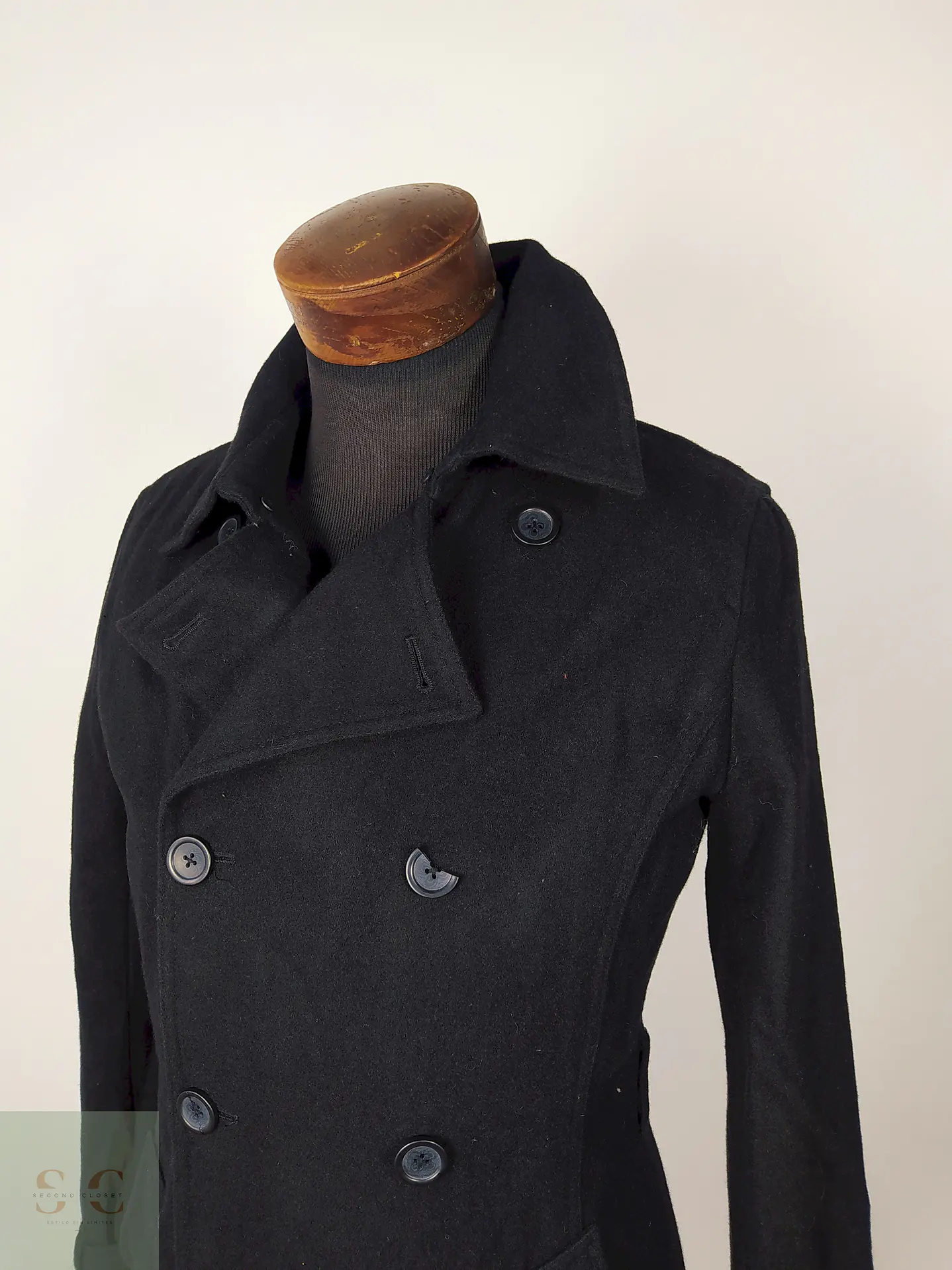Abrigo Marinero lana premium hombre Negro Talla S Low Box - AP226 2