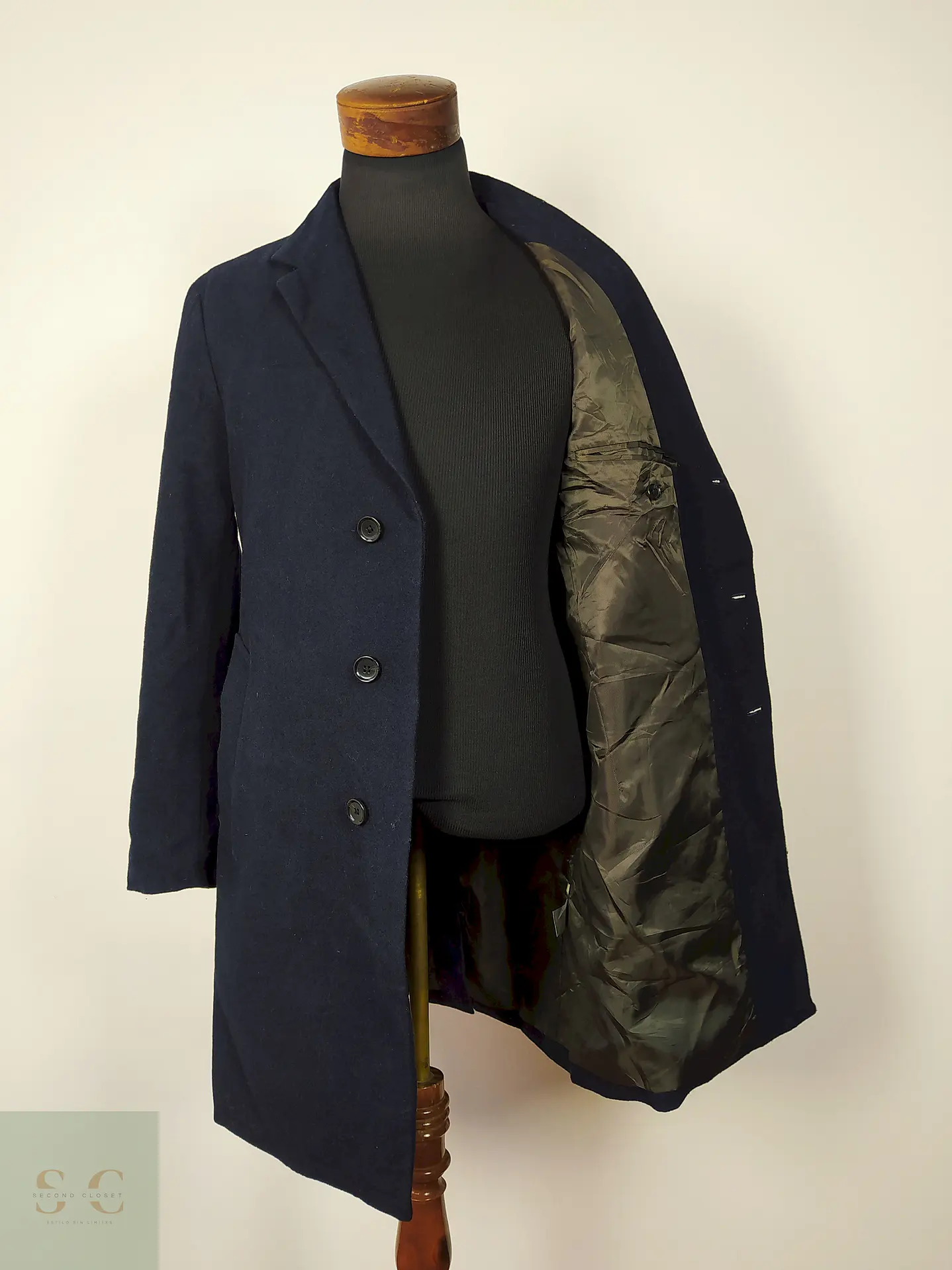 Abrigo Japones lana hombre semi formal Azul Talla SM GU - AP216 1