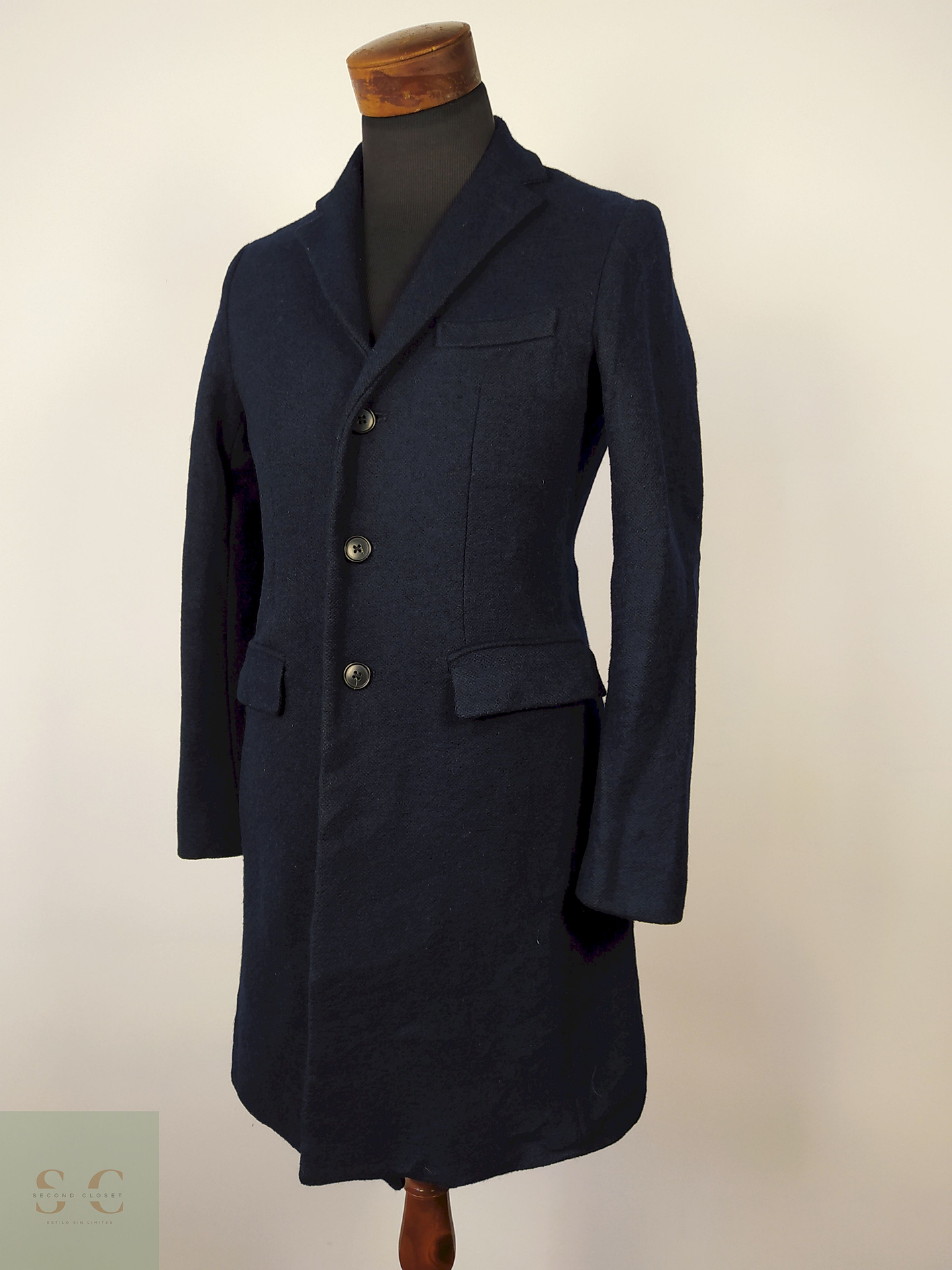 Abrigo Largo lana hombre AZUL Talla S GLOBAL WORK - AP138 1