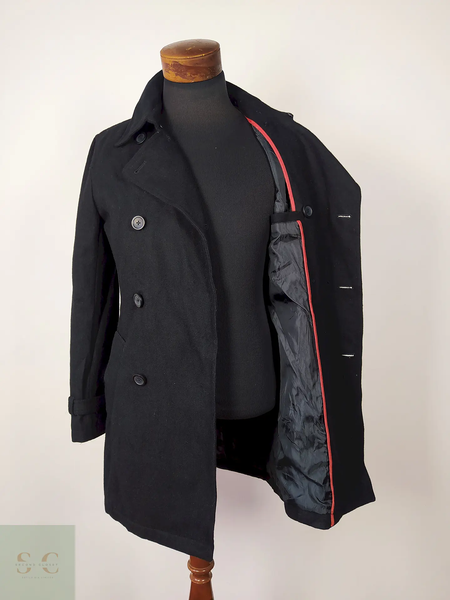 Abrigo Marinero lana premium hombre Negro Talla S Low Box - AP226 3