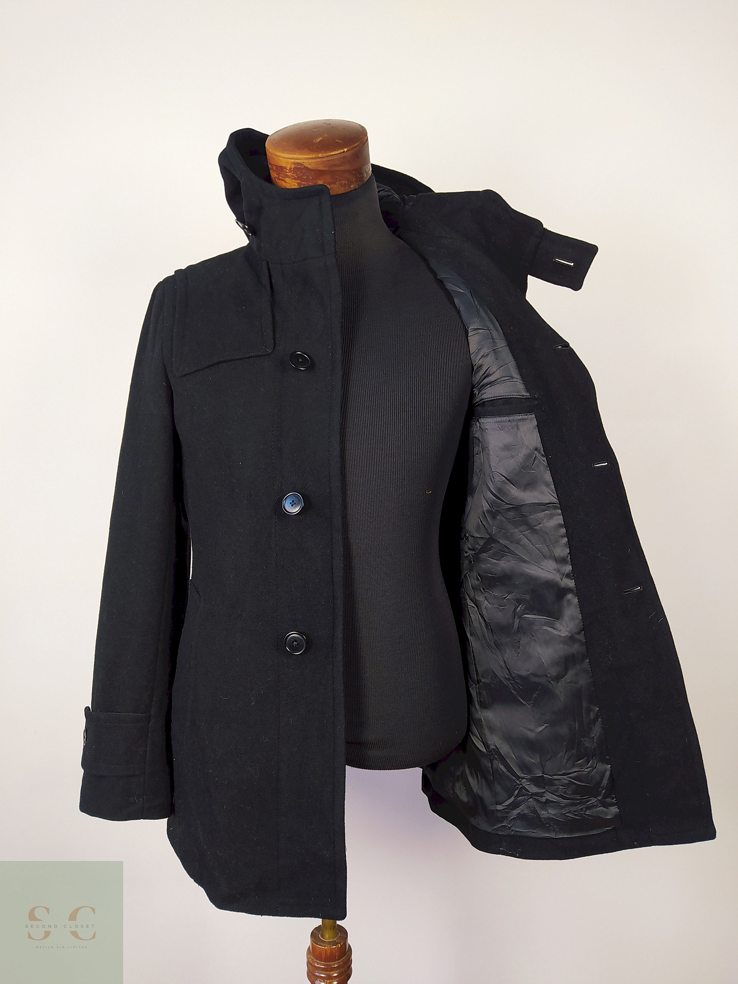 Abrigo lana hombre color NEGRO Talla S UNITED ARROW - AP135 3