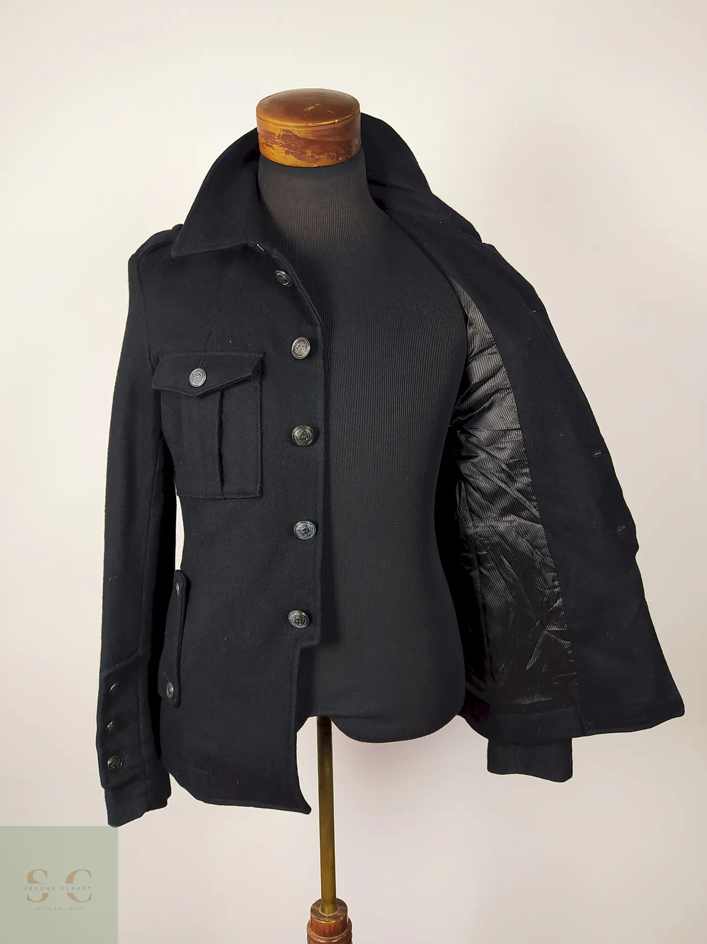 Chaqueta lana militar hombre premium Negra Talla SM Semantic Design - AP214 3